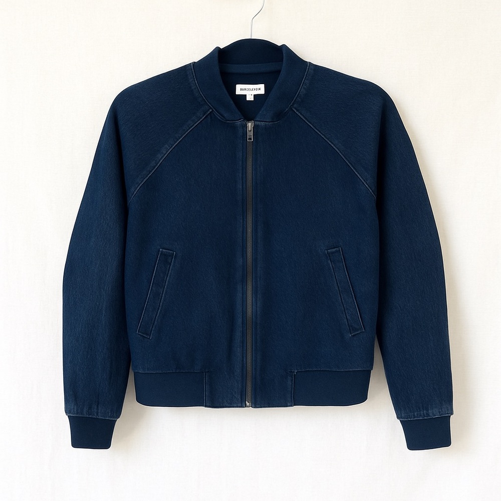 Hemsmith NYC indigo fleece lined bomber jacket zip XS